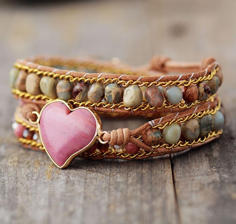 Healing Love - Rhodonite & Imperial Jasper Wrap Bracelet