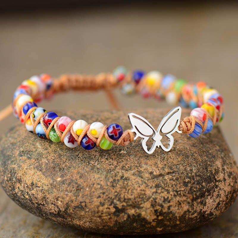 Holy Rebirth - Butterfly Charm Jasper Beads Bracelet - Satori Jewelry