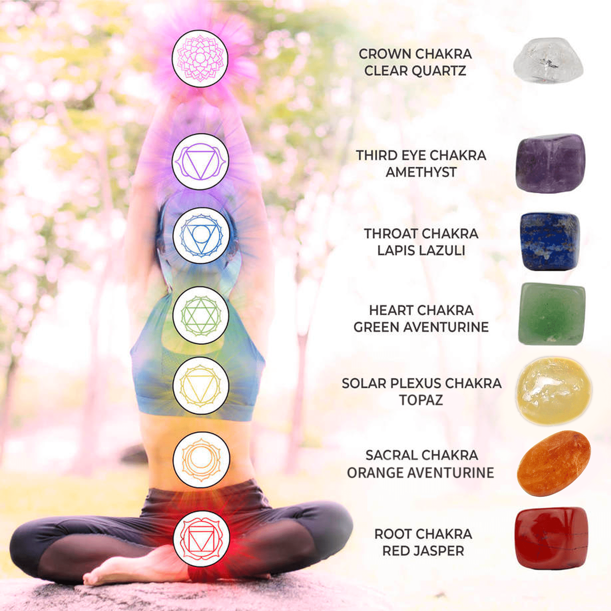CrystalTears 7 Chakra Crystal Stones Natural Reiki Healing