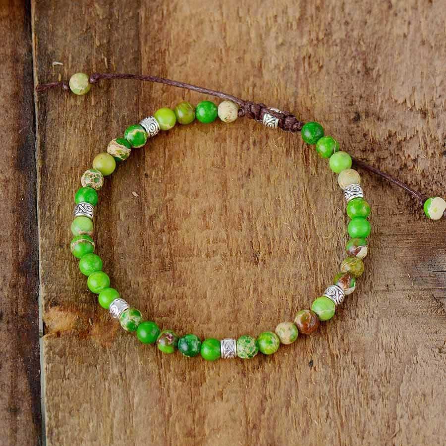 Inspirational Service - Green Jasper Beads Bracelet