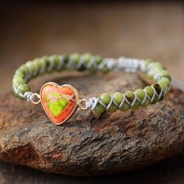 Harmonious Vitality - Green Jade Beads Bracelet
